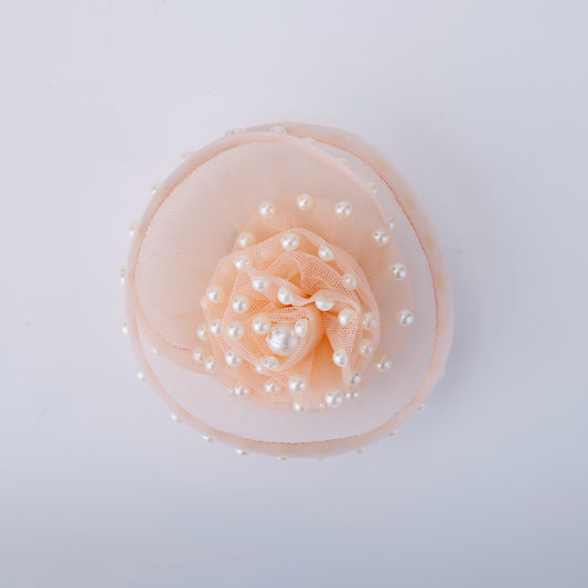 Choko Golden Glow Birthday Hairclip Regal with Pearls & Lace Accents for Baby Girls - Gold
