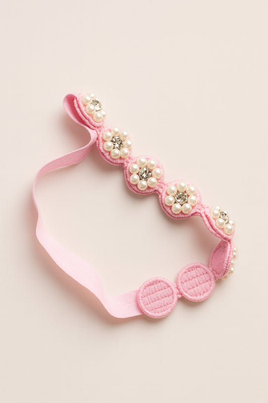 Choko Pearl Flower Detailing Headband - Pink