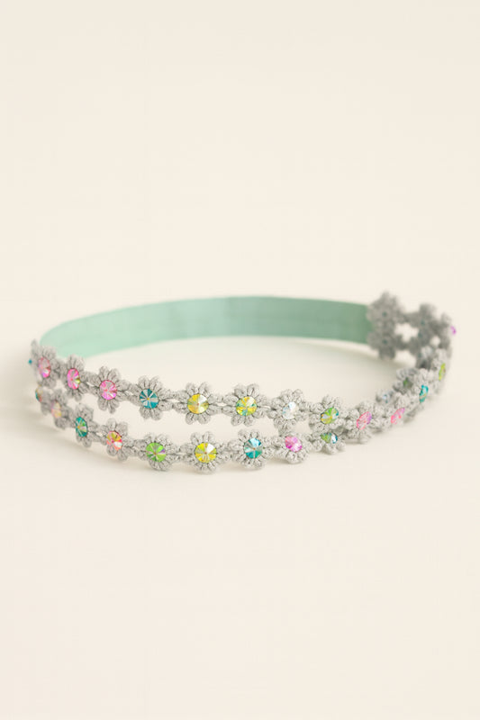 Choko Pearl Flower Detailing Headband - Light Blue