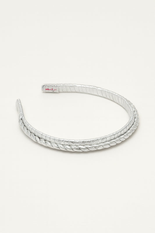 Choko Festive Braided Metallic Christmas Hairband & Sparkle for Girls - Silver kids hair accessory