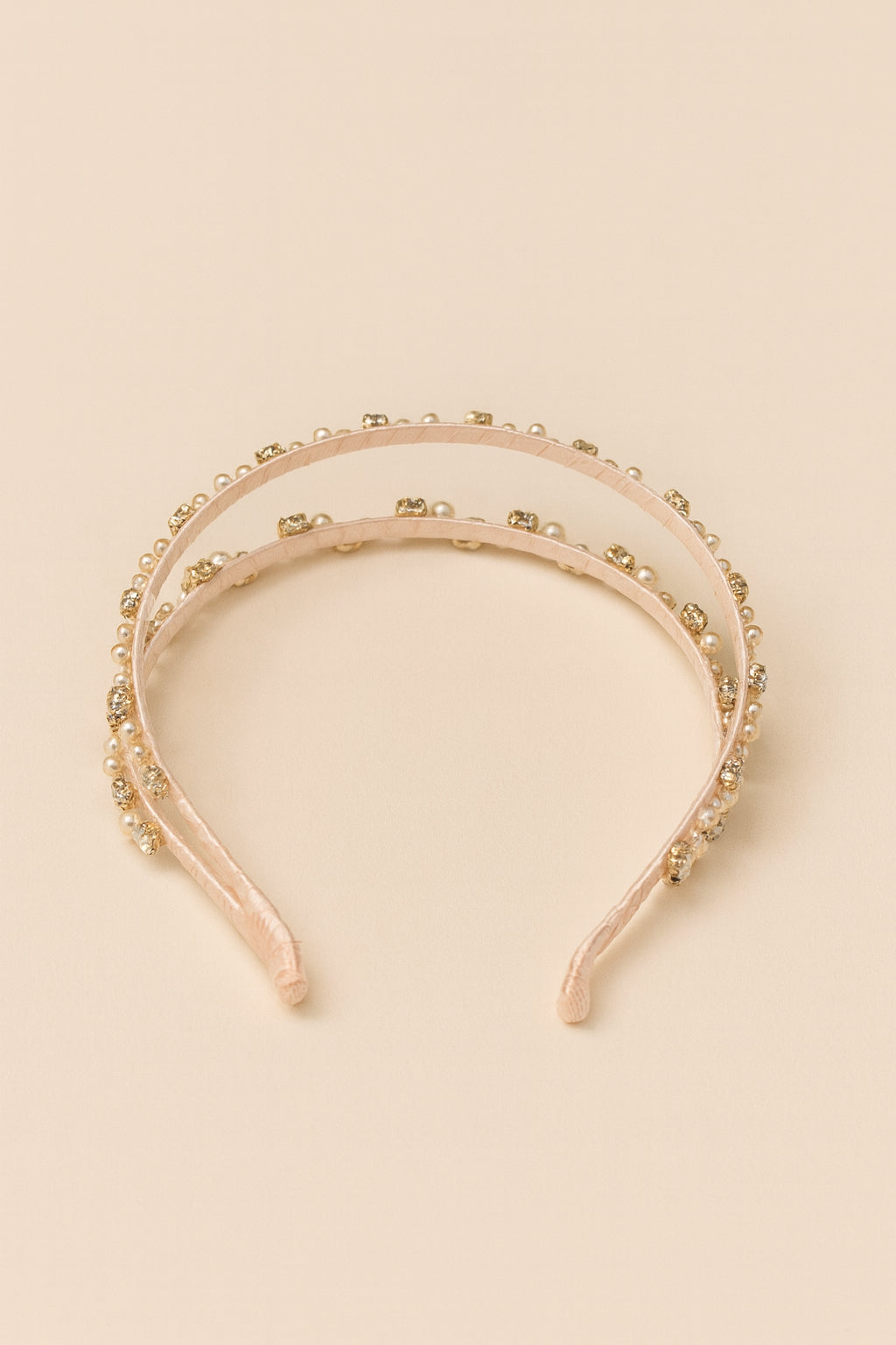 Choko Double Row Pearl Rhinestone Hairband with Classic Charm and Sparkle for Girls - White