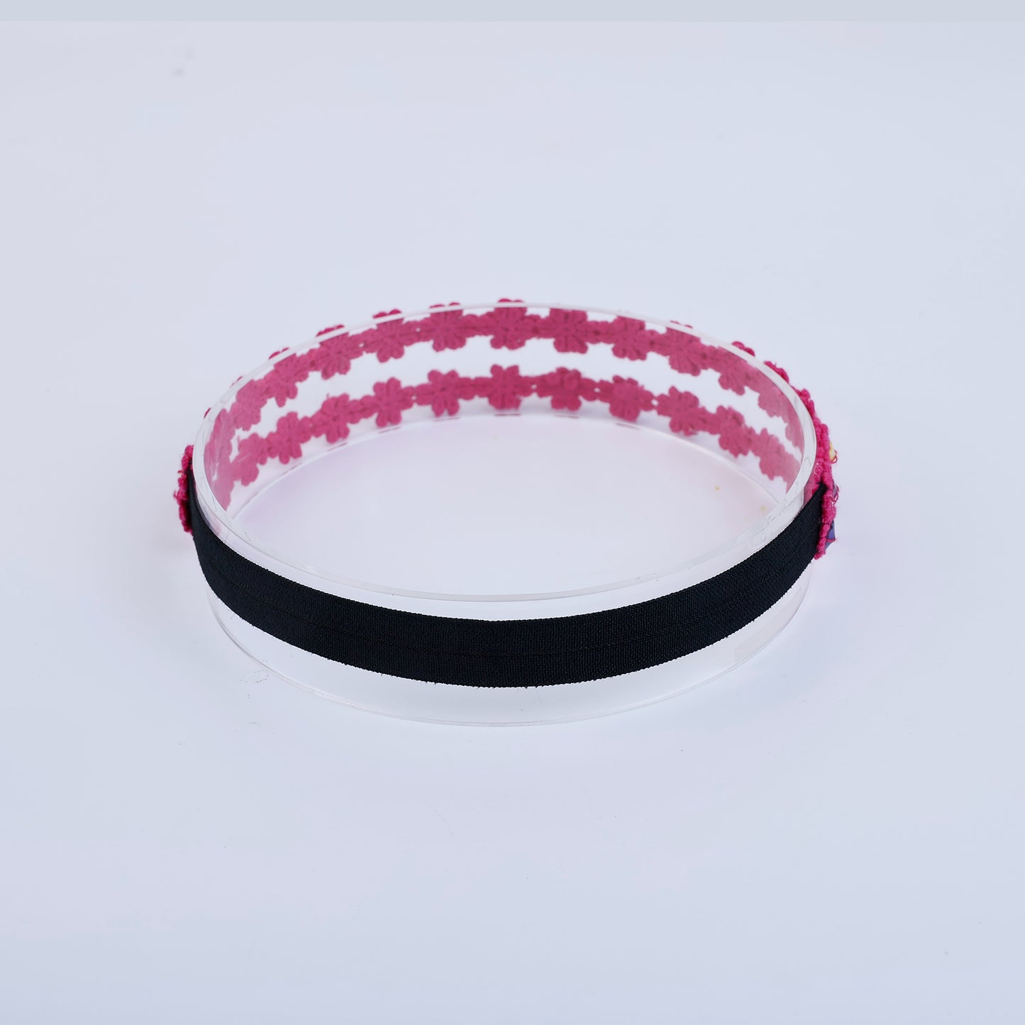 Choko Floral Sequin Crochet Hairband Handcrafted with Delicate Flower Accents for Girls - Berry Pink