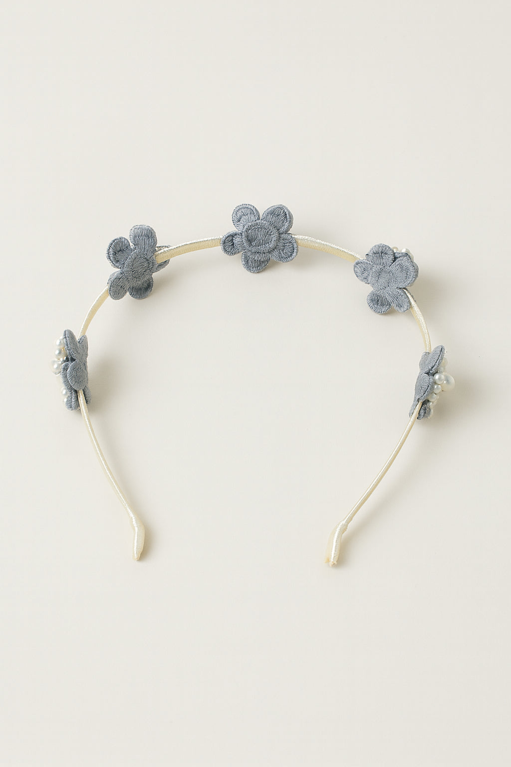 Choko Beaded Floral Hairband with Rustic Floral Beads and Versatile Style for Girls - Denim Blue