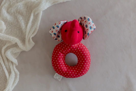 iLearnNGrow Elephant Face Shaped Rattle – Soft Sensory Rattle Toy