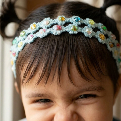 Choko Meadow Bloom Pearl Headband – Light Blue