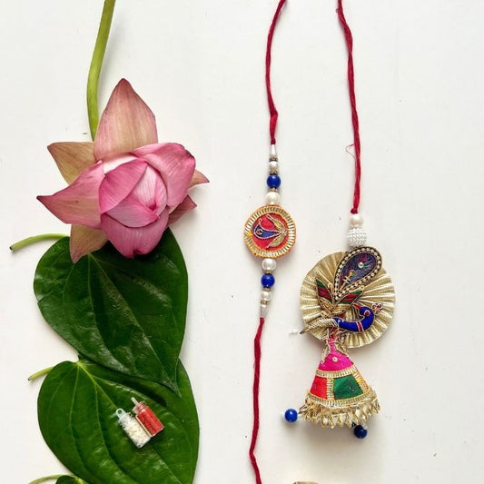 Mayuri Gota Patti Rakhi and Lumba Set