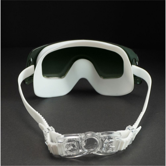 White with Green Ombre shaded Anti-Fog UV Protection Leakproof design Swim Goggles for Adults