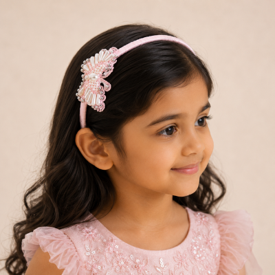 Choko Butterfly Bloom Pearl & Crystal Hairband – Pink