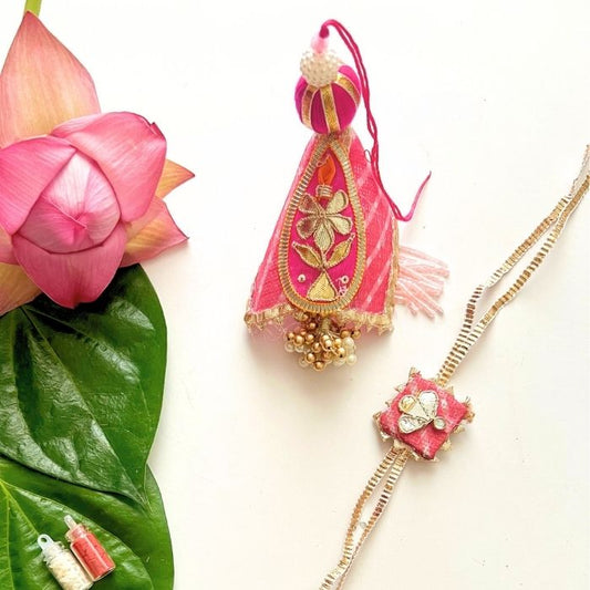Barkat Gota Patti Rakhi and Lumba Set