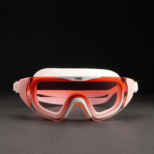 Pink with Coral Full Glass panel styled Anti-Fog UV Protection Leakproof design Swim Goggles for Adults