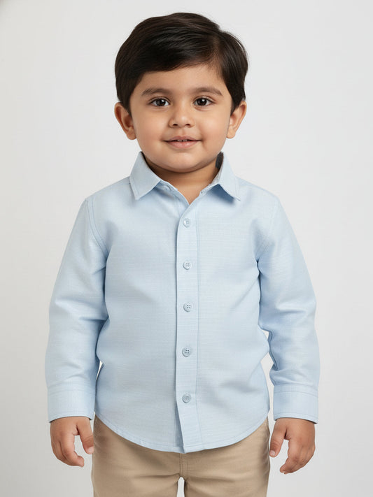 No Fuss Toddler Zip Shirt in Blue | Formal shirt with hidden zipper