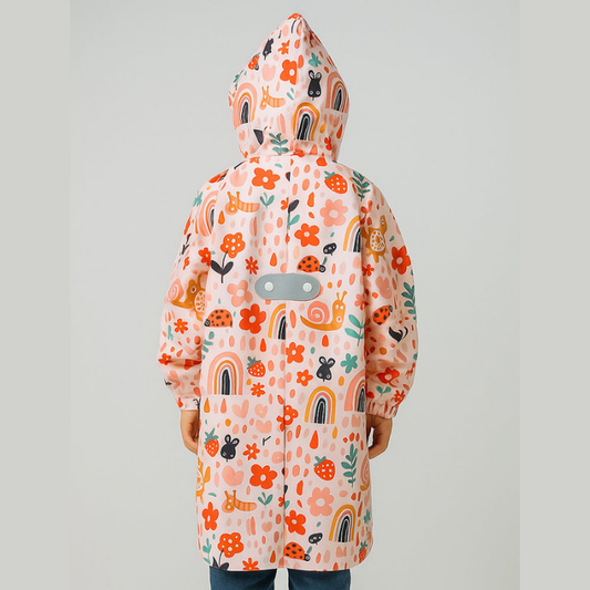 Rainy Garden Theme Knee length Raincoat for Kids