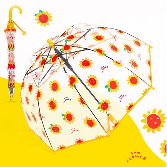 Sunflower theme Dome style Transparent Umbrella for Kids, 1-5years