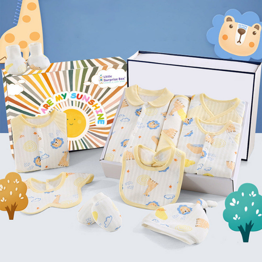 20 pcs Yellow Animal Kingdom Newborn Baby Girl/ Boy Gift Box, all season wear Hamper, (0 - 12 months)