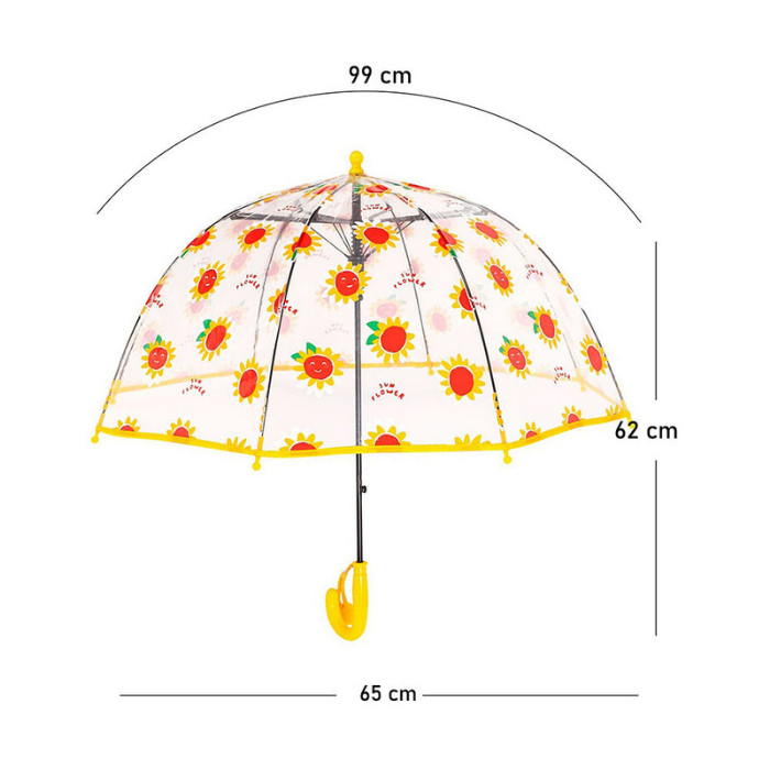 Sunflower theme Dome style Transparent Umbrella for Kids, 1-5years