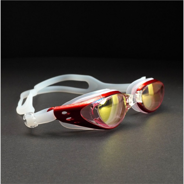 Red Metallic Anti-Fog UV Protection Leakproof design Swim Goggles for Kids 10Years and above