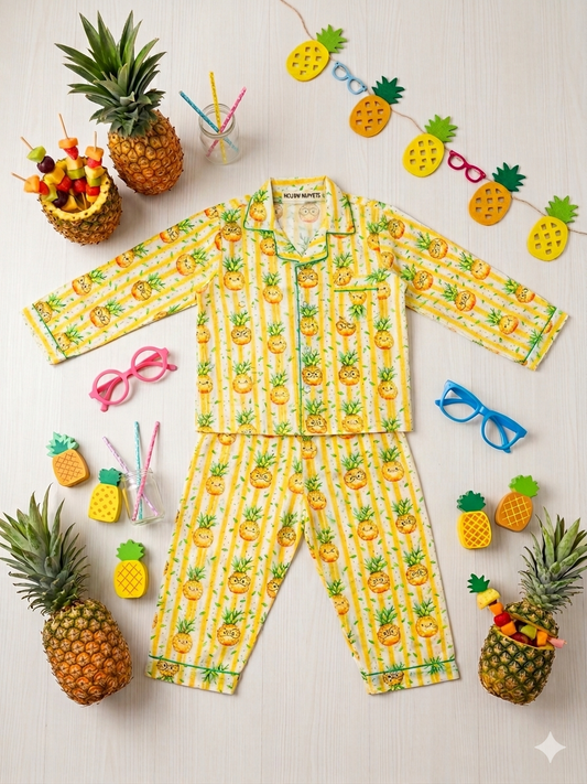 Pineapple Peekaboo Full Sleeves Nightsuit