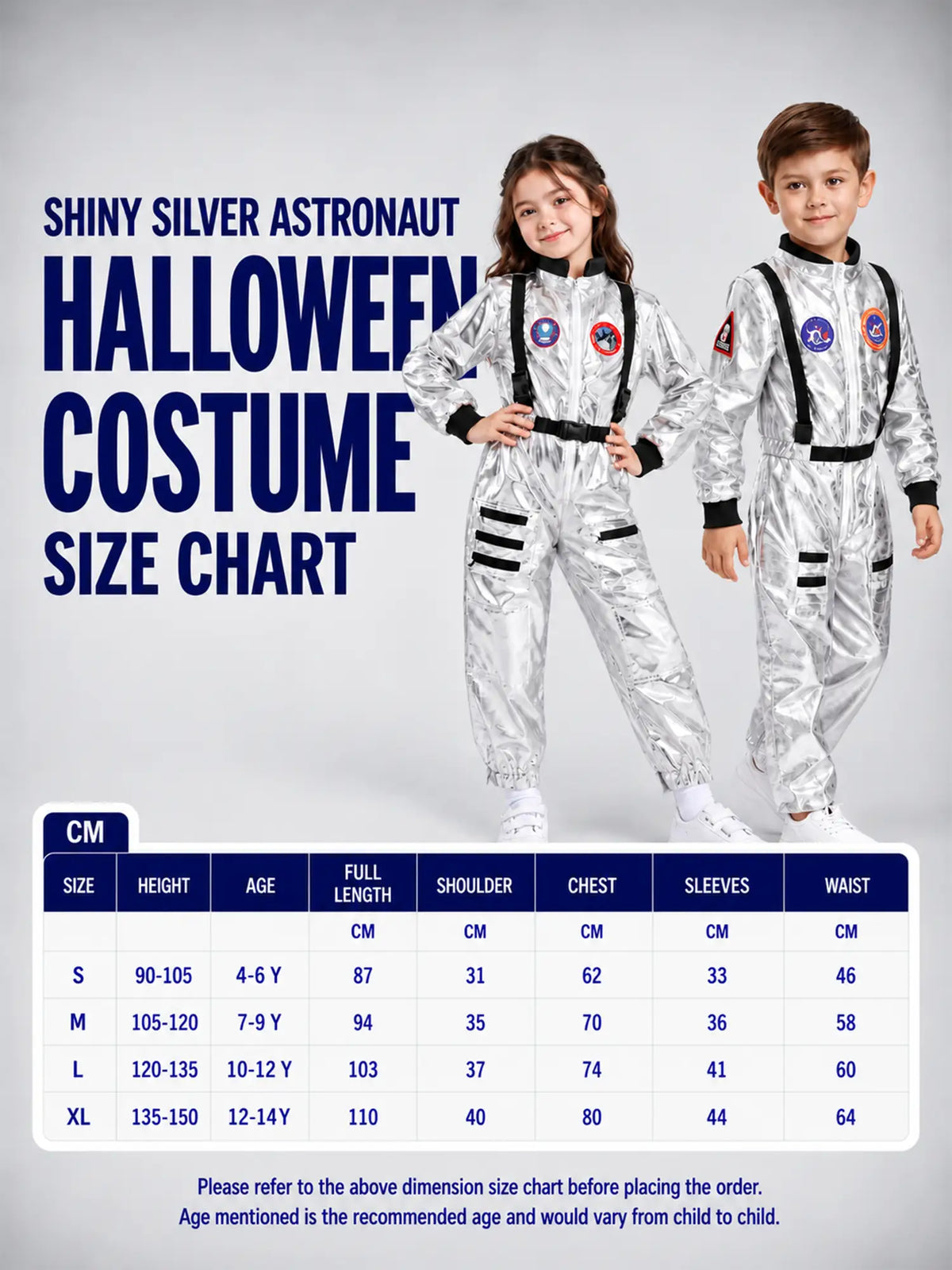 Shiny Silver Astronaut kids' Halloween costume