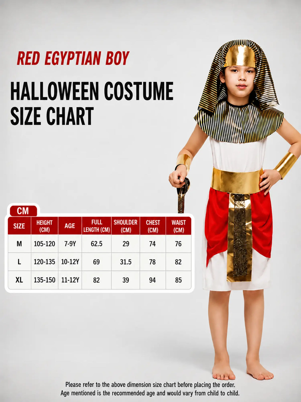 Red Egyptian Boy kids' Halloween costume