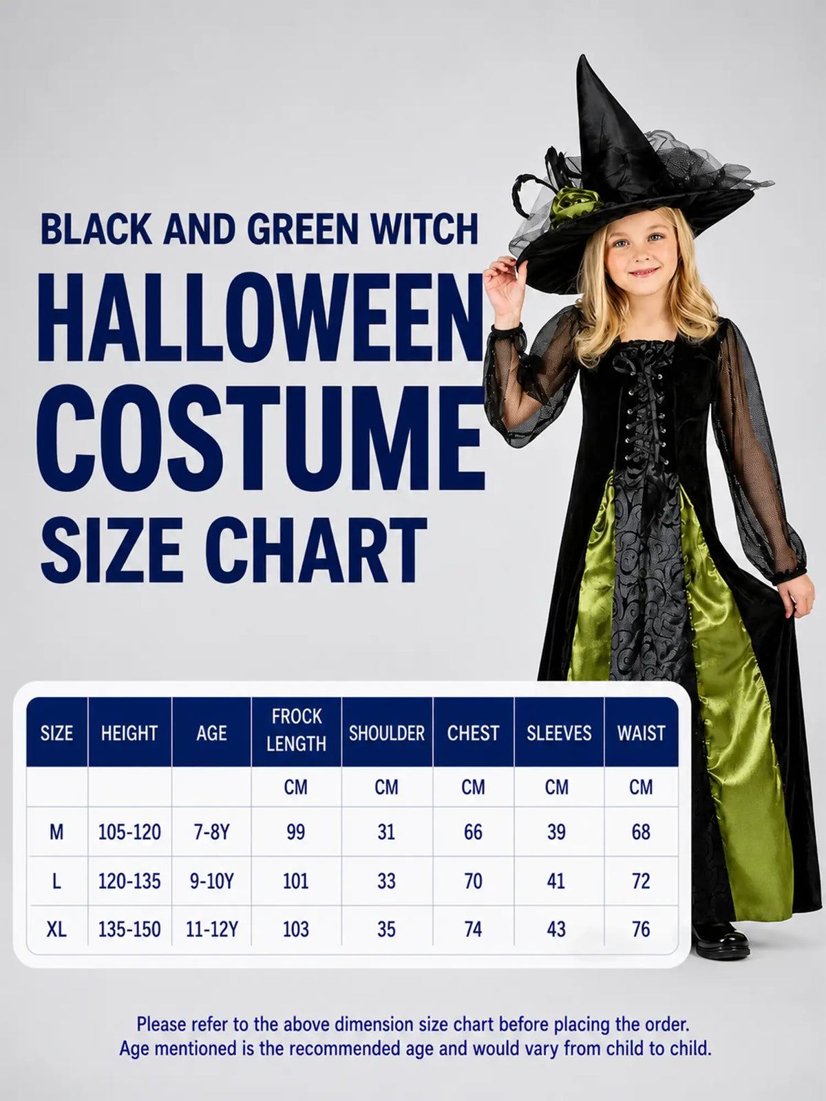 Black and Green Witch kids' Halloween costume