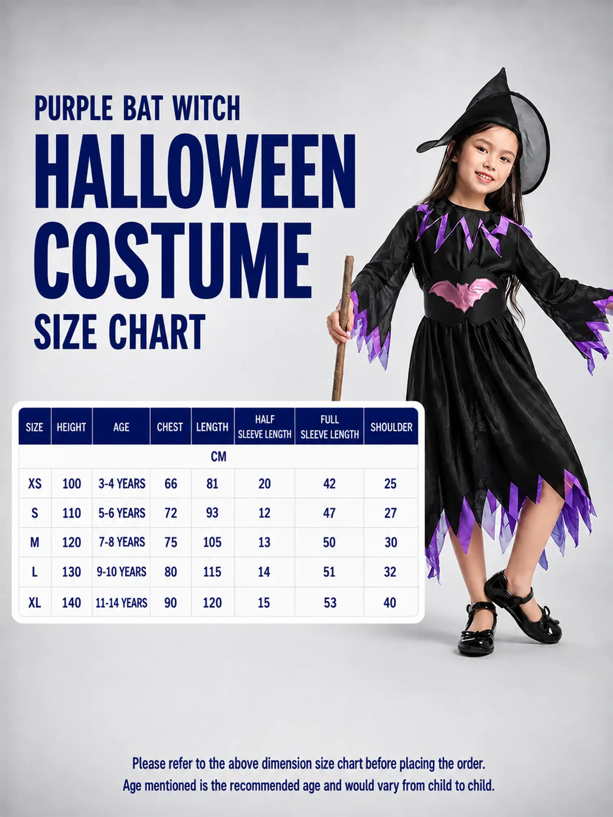 Purple Bat Witch kids' Halloween costume