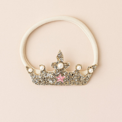 Choko Princess Crown Pearl Headband – Silver