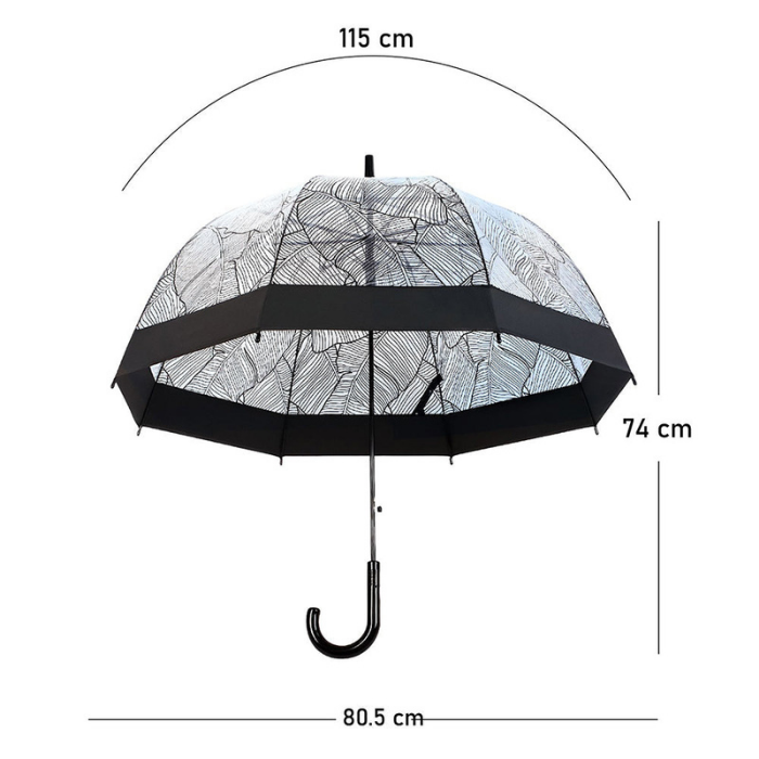 Self Print Black Transparent Umbrella for Kids and Teens, 8Years - 15Years