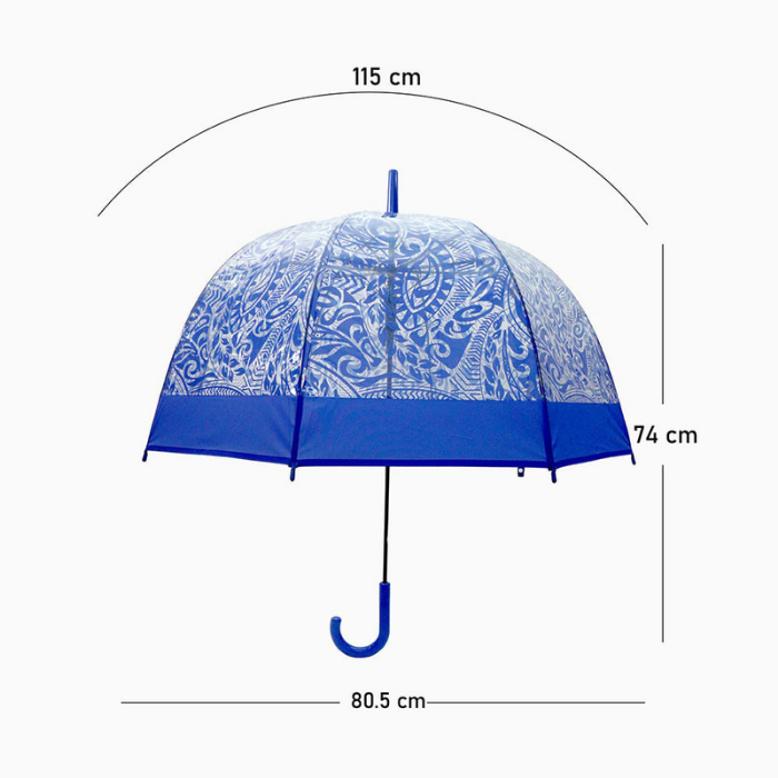 Self Print Dark Blue Transparent Umbrella for Kids and Teens, 8Years - 15Years