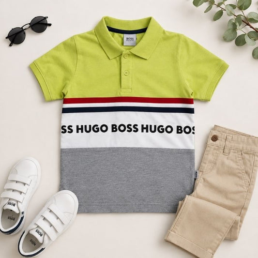 HUGO BOSS BOYS GREEN COLLAR