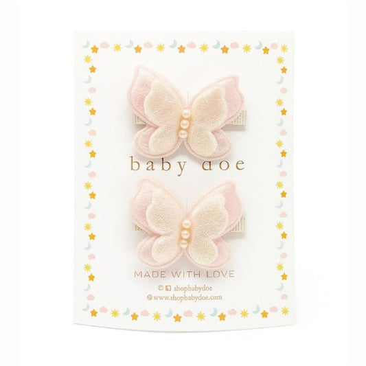 Pink Butterfly Hair Clips