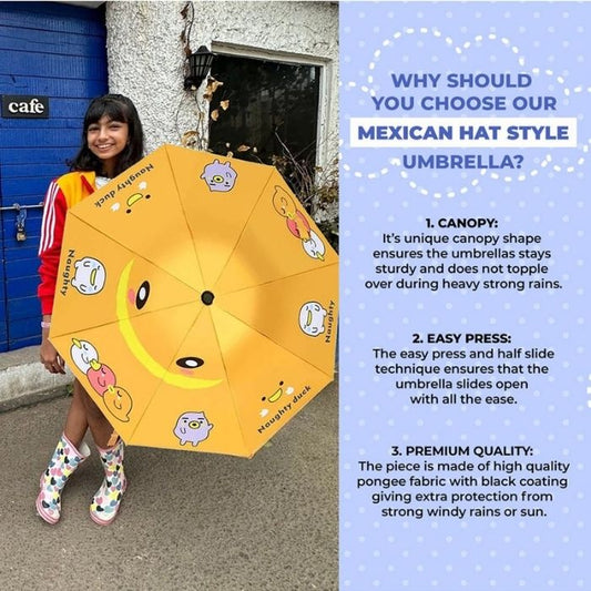 3 Ducklings theme, Unique Mexican Hat Style Kids Umbrella, 5-12 years, Orange