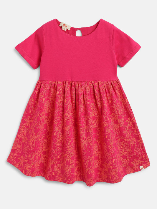 Animal Fun Super Soft Dress for Girls (Fuchsia Pink)