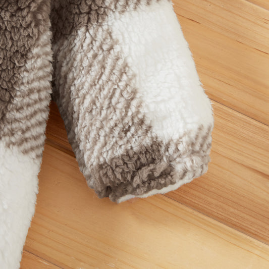 Baby Unisex Full Fleece Checked Romper