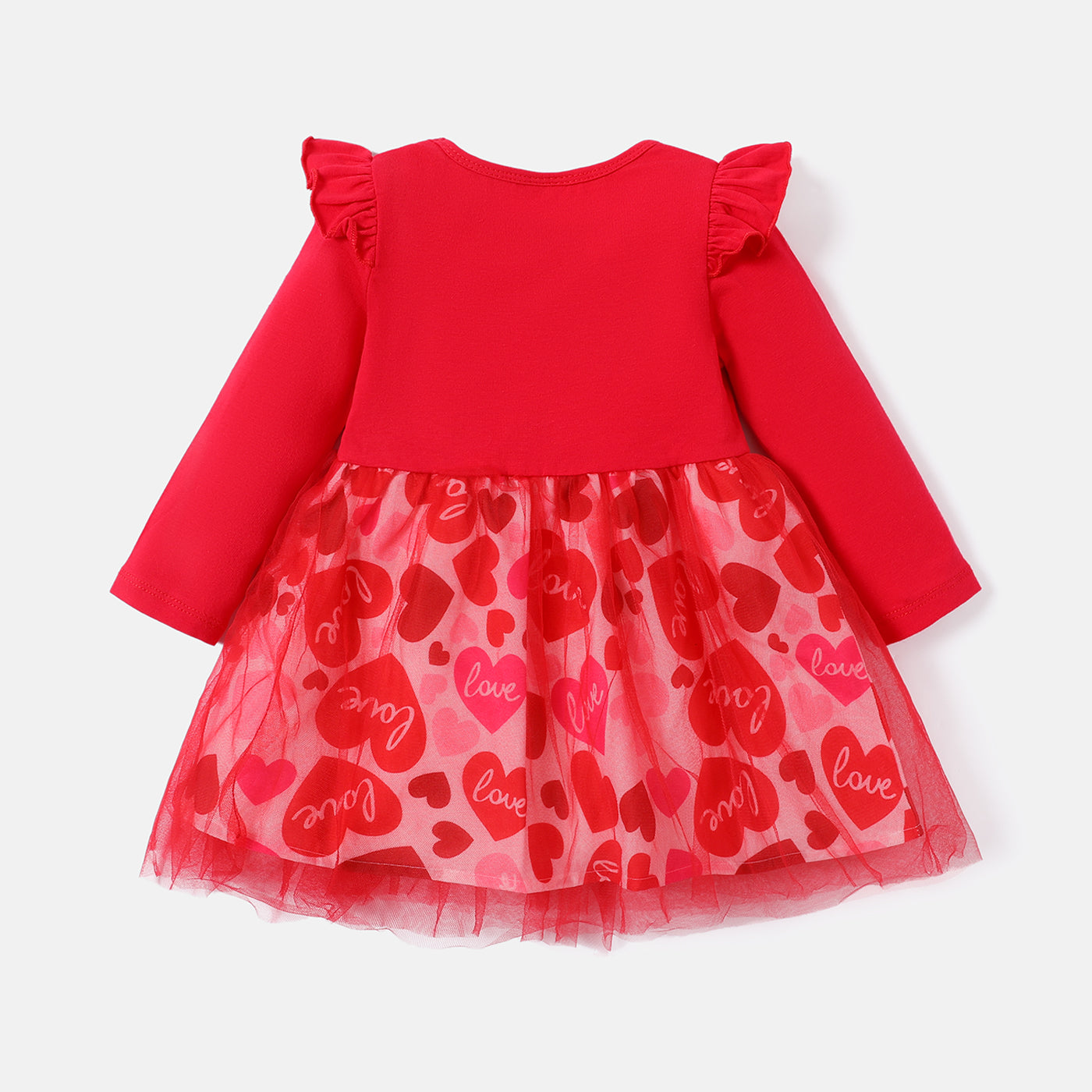 heart printed net frock Red Dresses for kids