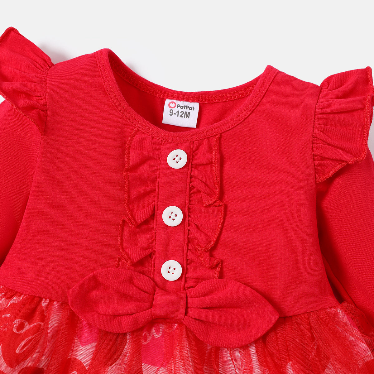 heart printed net frock Red Dresses for kids