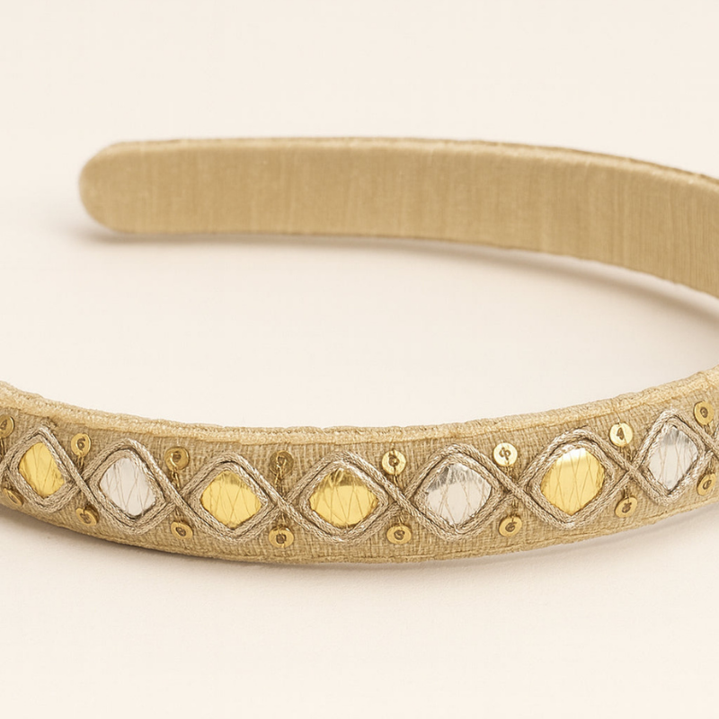 Choko Embroidered Work Hair Band for Girls with Soft Base for Festive Wear