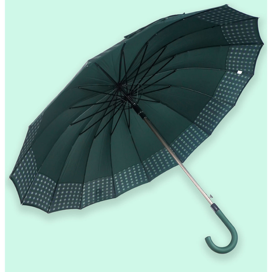 Bottle Green Checks Large Canopy Size Umbrella for Adults
