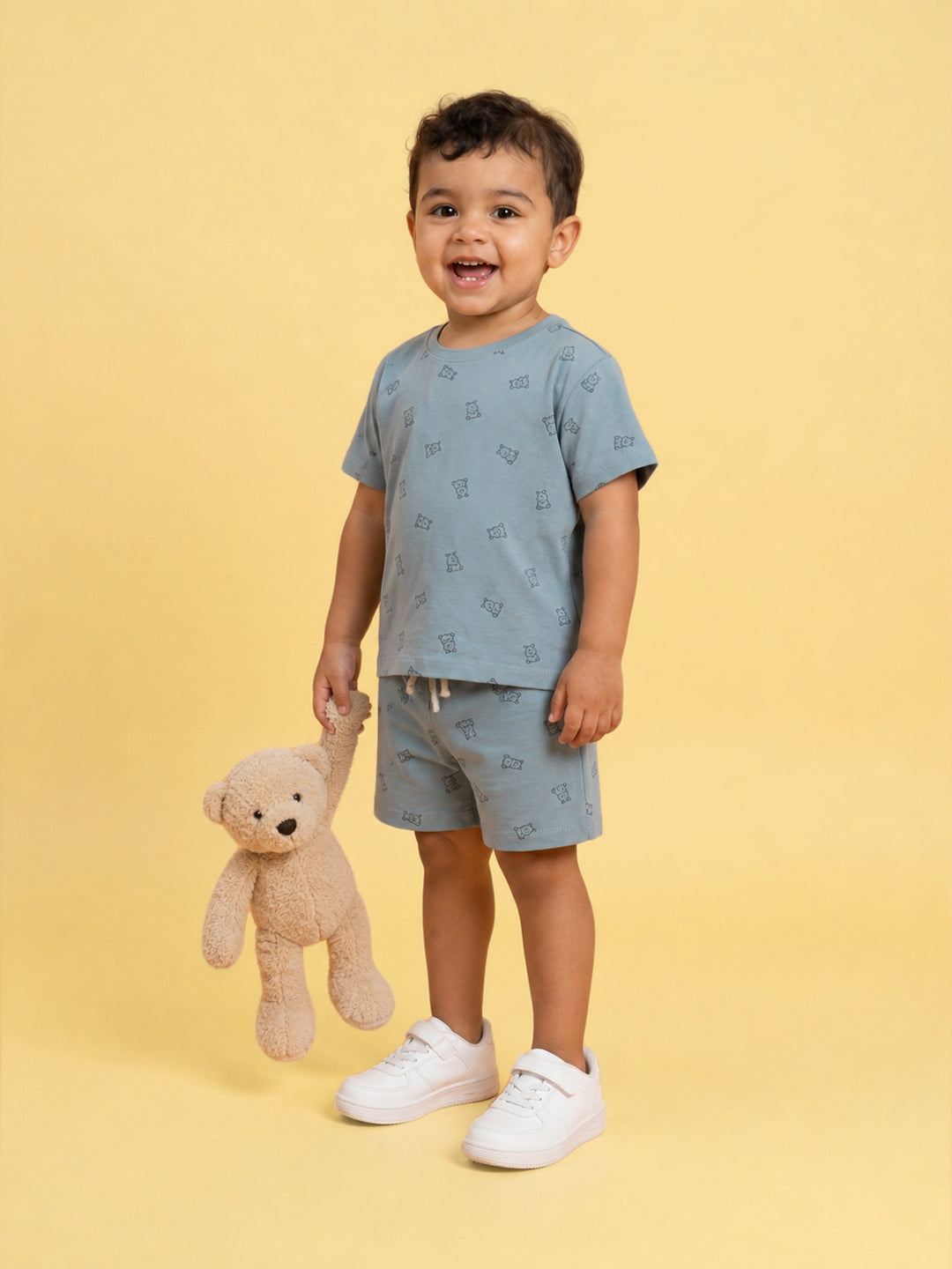 Peach Signature Oversized Coord Set for Kids (Blue)