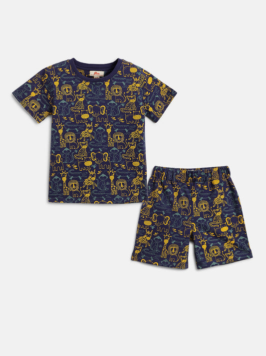 African Safari Coord Set for Boys (Navy Blue)