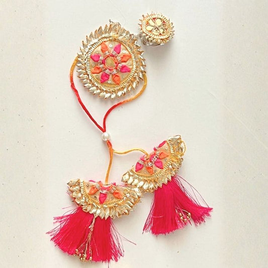 Gulshan Gota Patti Rakhi and Lumba Haathphool Set