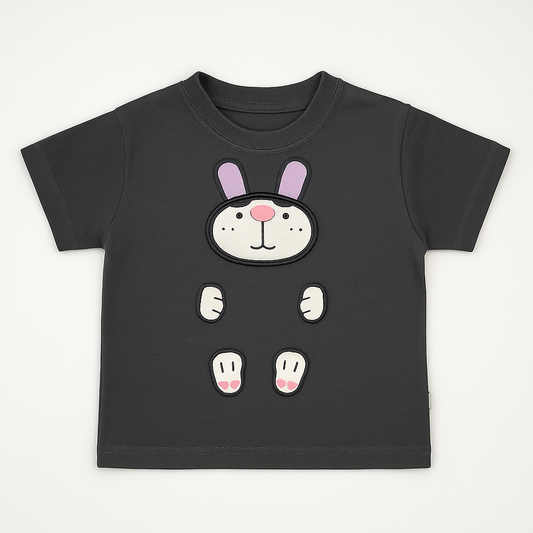 Cute cat Embossed T-Shirt and Green Shorts Set