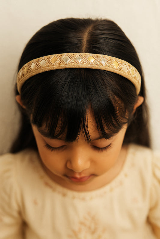 Choko Embroidered Work Hair Band for Girls with Soft Base for Festive Wear