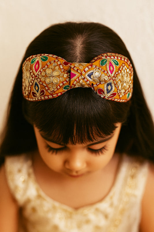 Choko Ethnic Thread Embroidered Fabric Hairband for Girls Traditional Festive Wear Style