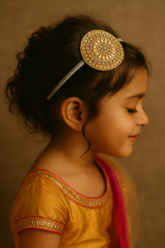 Choko Pearl Stone Motif Hairband for Girls Elegant Traditional Festive Wear Style