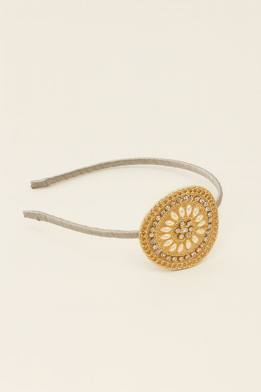 Choko Pearl Stone Motif Hairband for Girls Elegant Traditional Festive Wear Style
