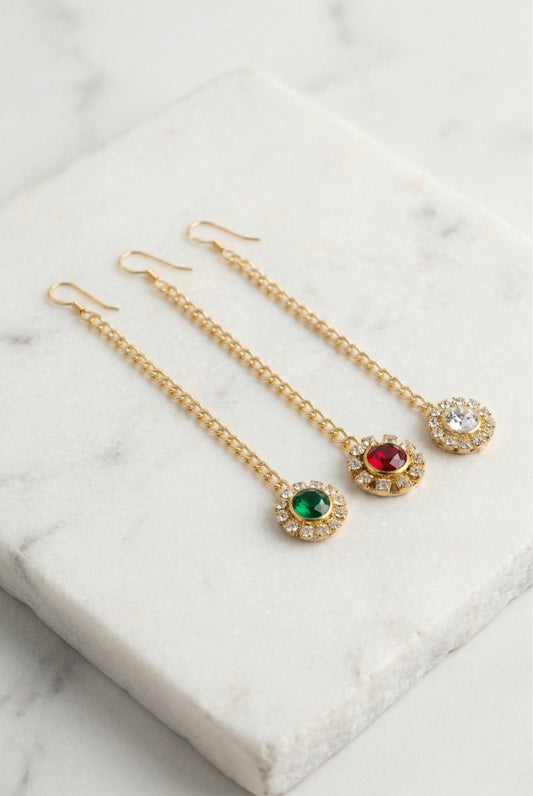 Choko Girls Set of 3 Multicolor Round Stone Maang Tikka