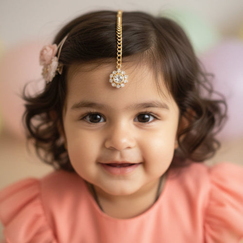 Choko Girls Set of 3 Multicolor Round Stone Maang Tikka