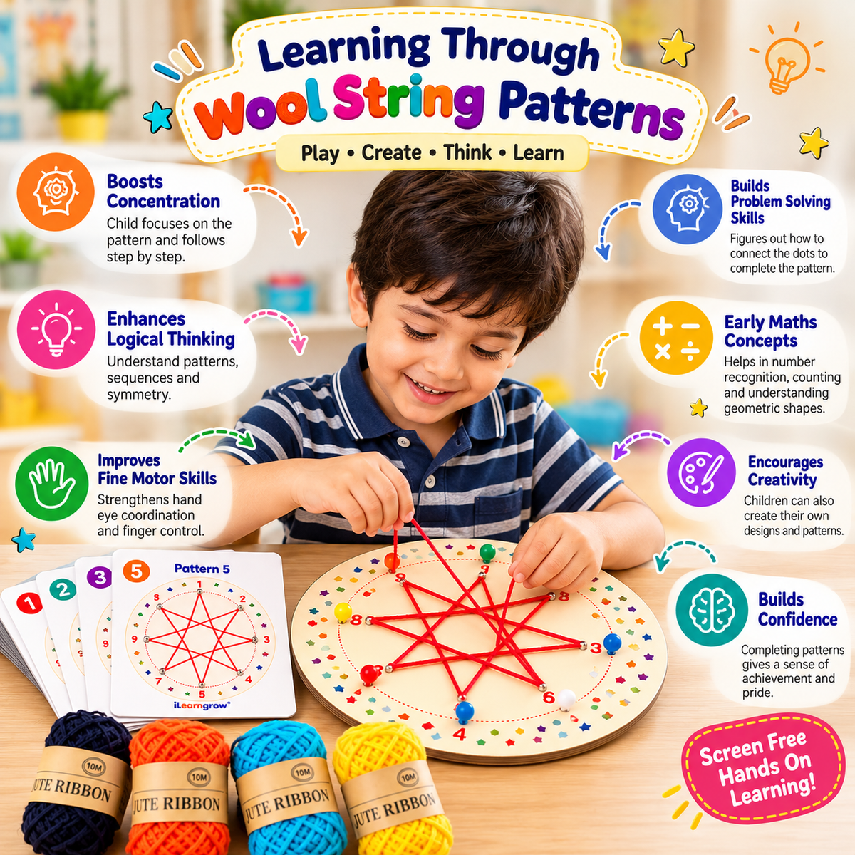 iLearnNGrow Unique Design Montessori Winding Pattern Games Educational Intelligent Toys for Kids