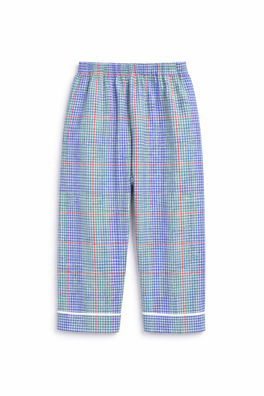 Kids Cotton Checkered Night Suit with Front Open Shirt