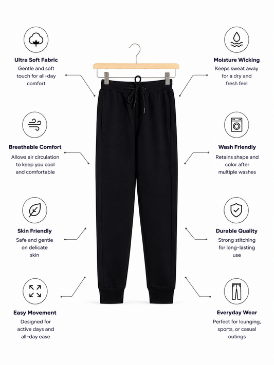 Jesse Bamboo Joggers – Jet Black Kids Bottomwear